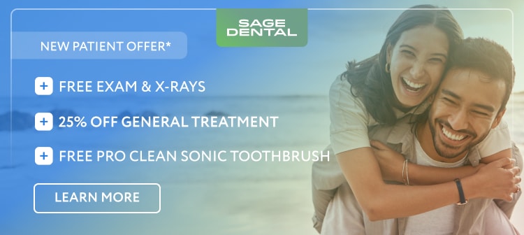 Sage Dental New Patient Offer: Free Exam & X-ray, 25% off general treatment, Free ProClean Sonic Toothbrush
